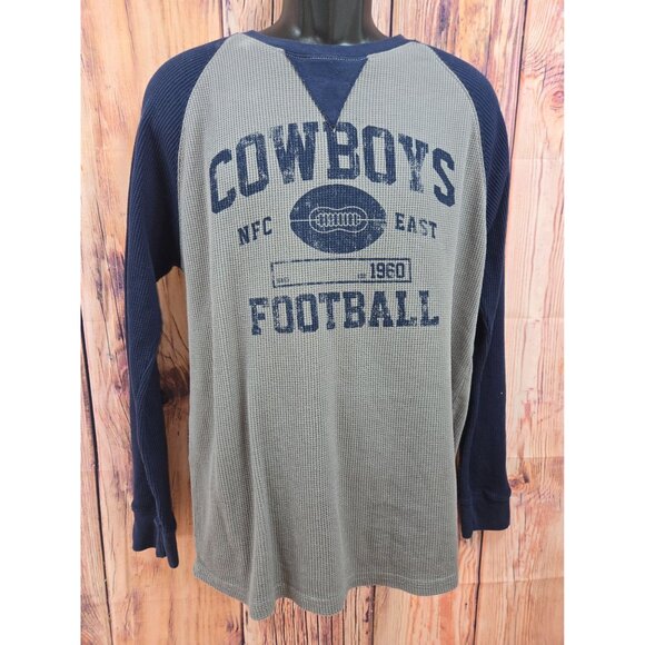 Dallas Cowboys Long Sleeve Thermal Raglan Shirt Large - Picture 1 of 6